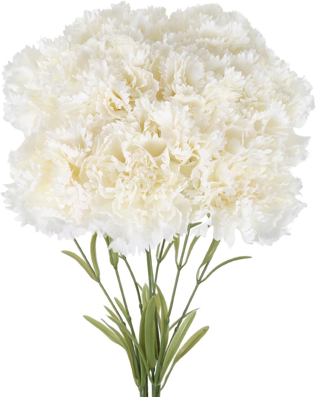 8 pcs White Artificial Carnations – Silk Flowers for Wedding & Home Decor